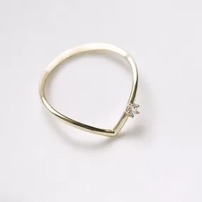 Sterling Silver Gold Plated V-Shaped Ring For Women