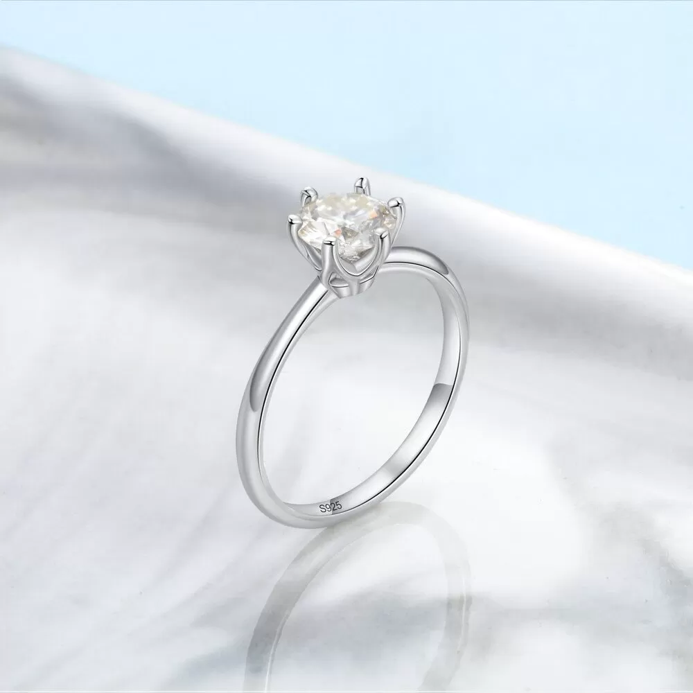 Sterling Silver Moissanite Classic Ring