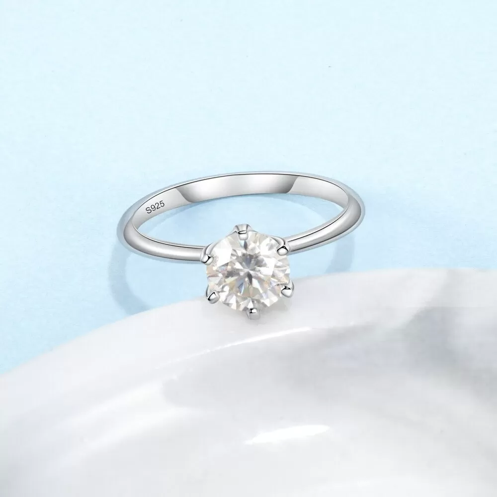 Sterling Silver Moissanite Classic Ring