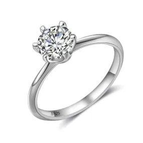 Sterling Silver Moissanite Classic Ring