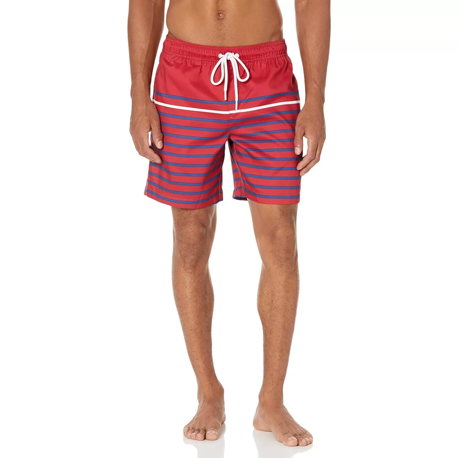 Striped Quick Dry Swim Trunks With Mesh Liner