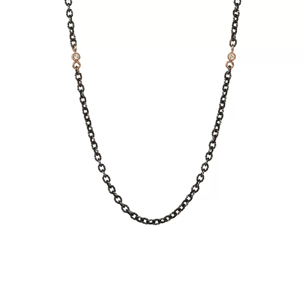 SUNEERA BLACK RHODIUM AND STERLING SILVER DIAMOND CABLE CHAIN