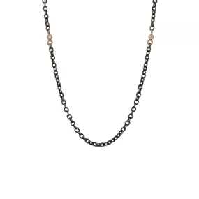 SUNEERA BLACK RHODIUM AND STERLING SILVER DIAMOND CABLE CHAIN