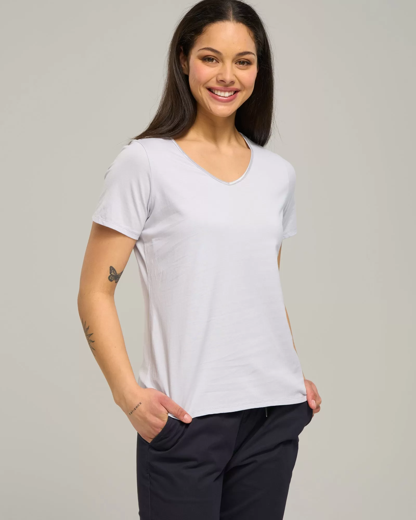 SUPIMA COTTON VEE SATIN TEE