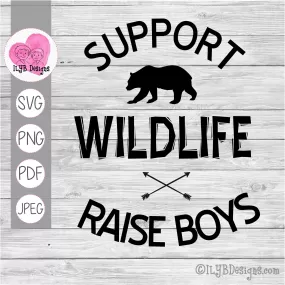 Support Wildlife Raise Boys with Bear and Arrows SVG, PNG, JPEG, PDF Cut Files