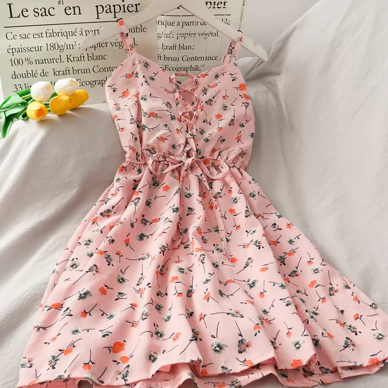 Sweet Floral Suspender Dress AD12176