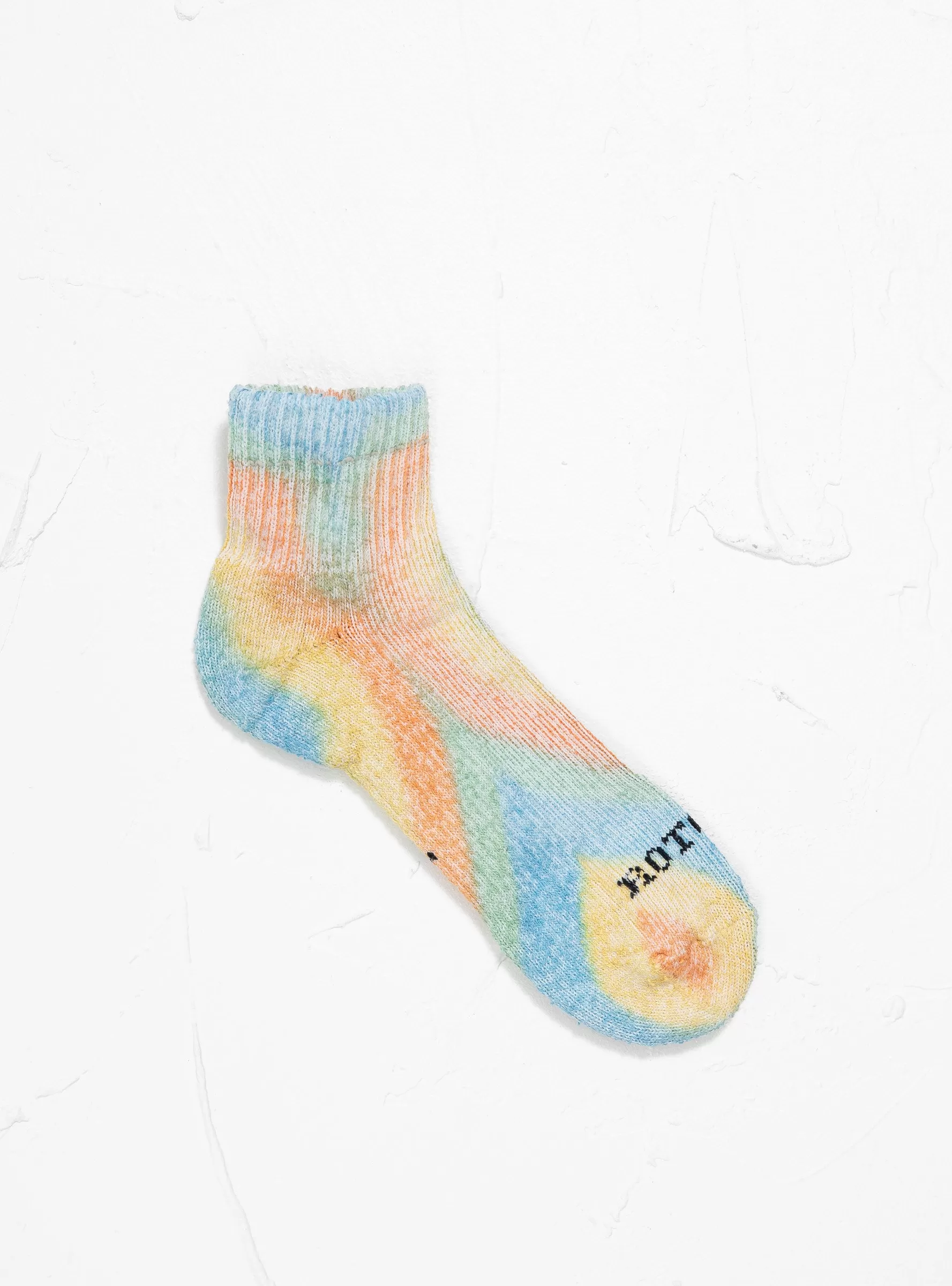 Tie Dye Pile Ankle Socks Orange, Light Blue & Yellow