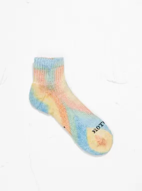 Tie Dye Pile Ankle Socks Orange, Light Blue & Yellow