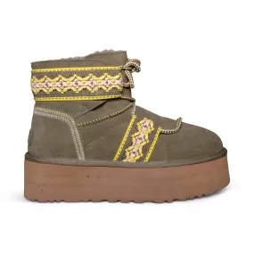 UGG Classic Mini II Braid Platform Burnt Olive Boots - Women's