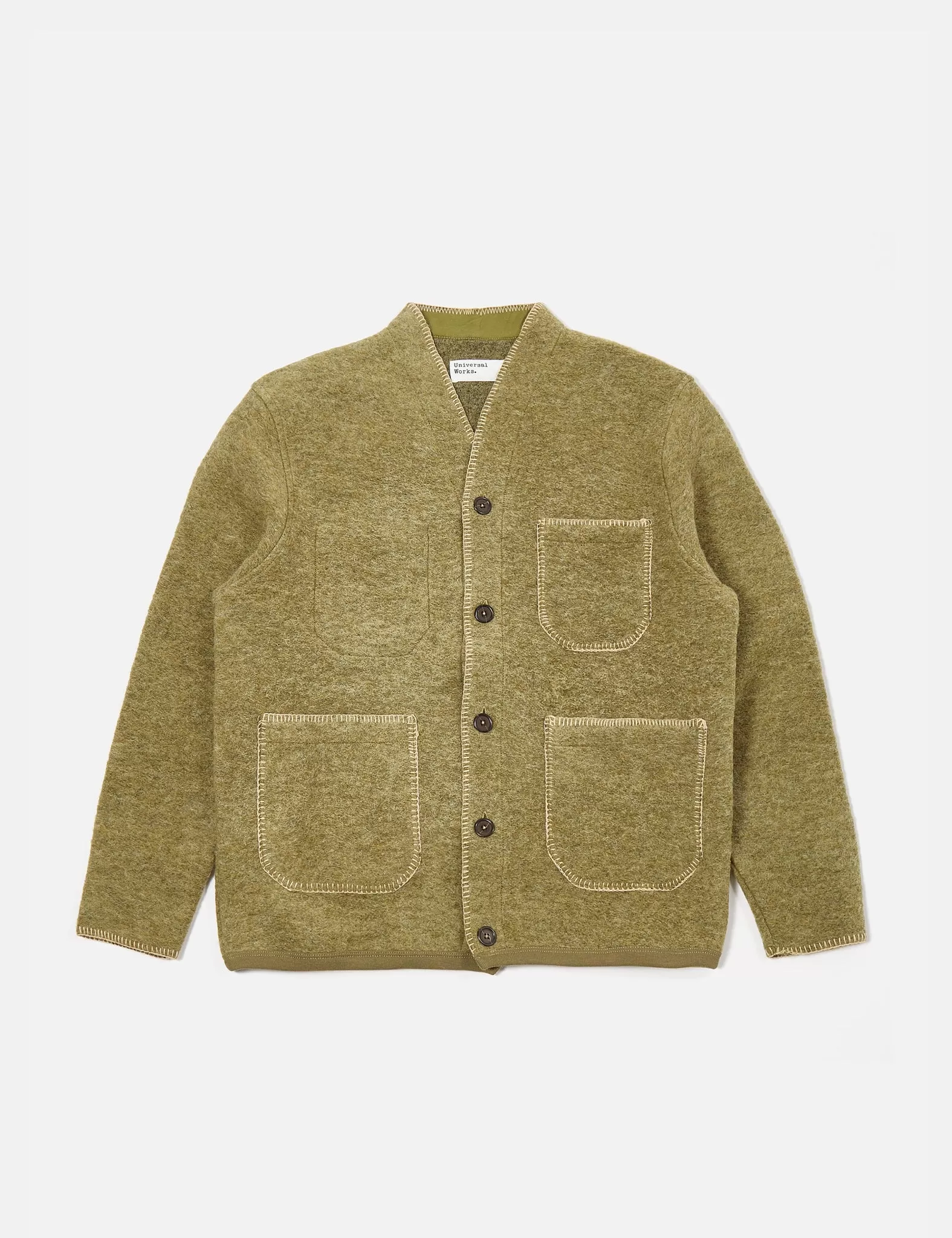 Universal Works Blanket Cardigan - Light Olive Green