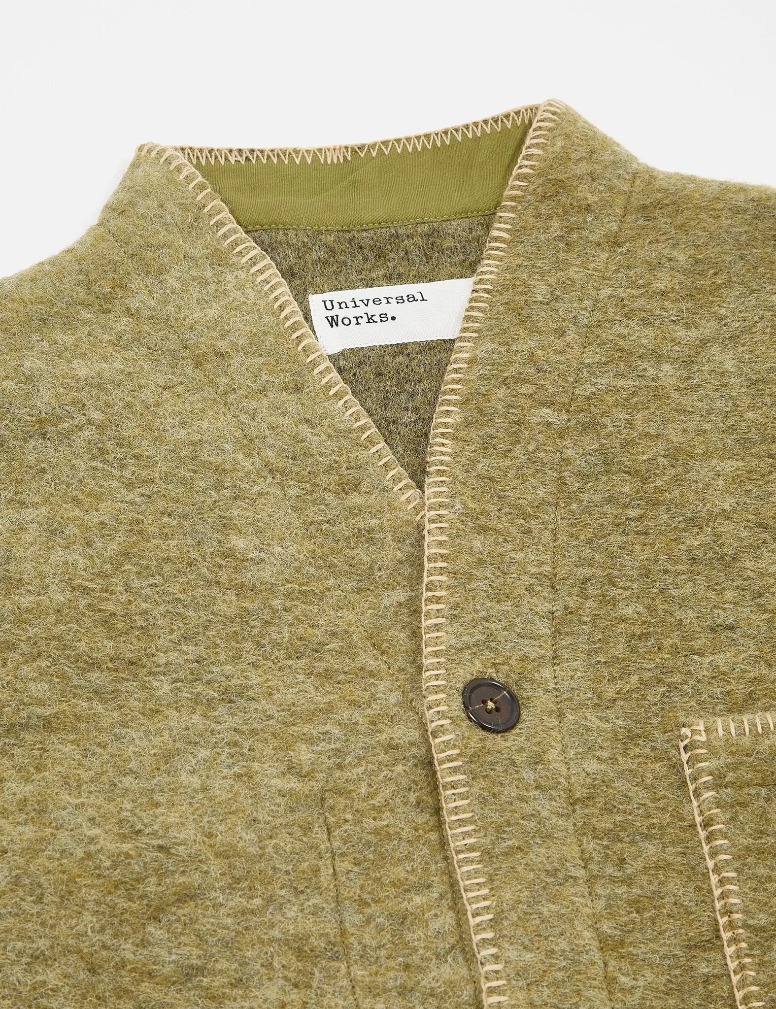 Universal Works Blanket Cardigan - Light Olive Green