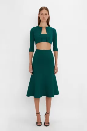 VB Body Cropped Cardi In Lurex Green