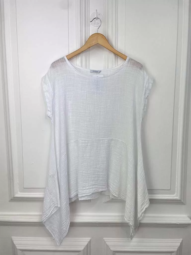 Vintage Cotton Cap Sleeve Top - White