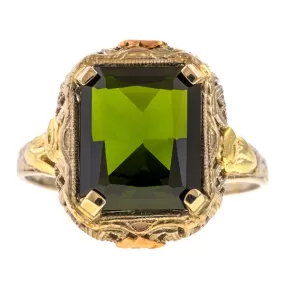 Vintage Green Tourmaline Filigree Ring