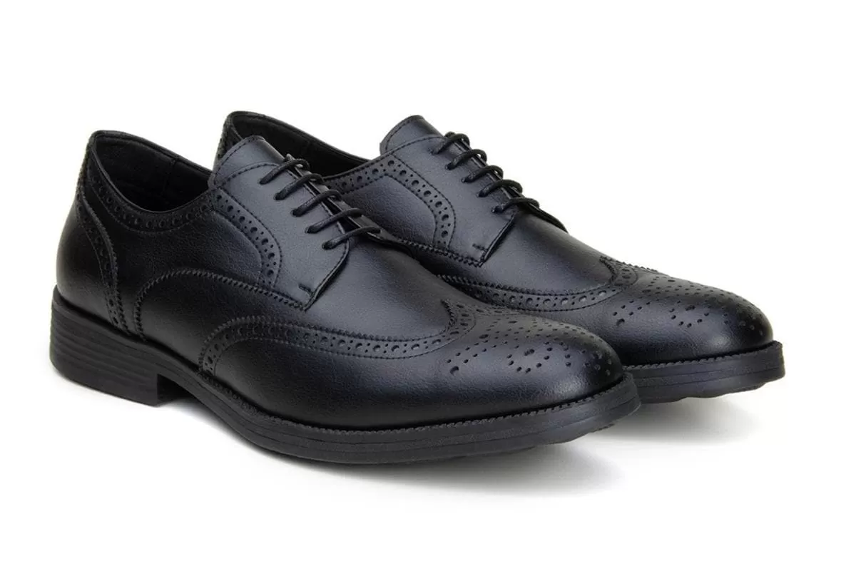 'Viterbo' classic wing-tip vegan leather by Vincente Verde -  black