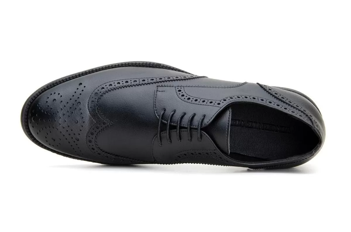 'Viterbo' classic wing-tip vegan leather by Vincente Verde -  black