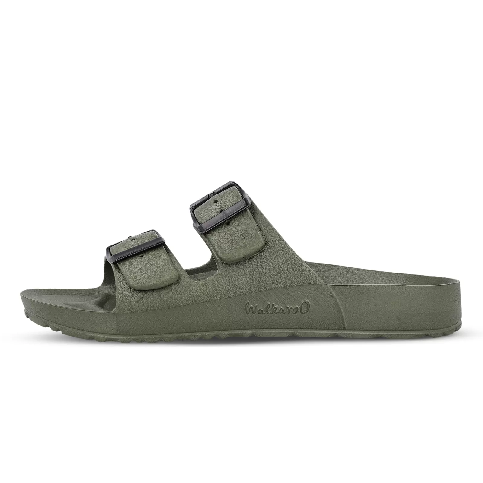 Walkaroo Men Slip On Slide Sandals  - WC4808 Olive Green