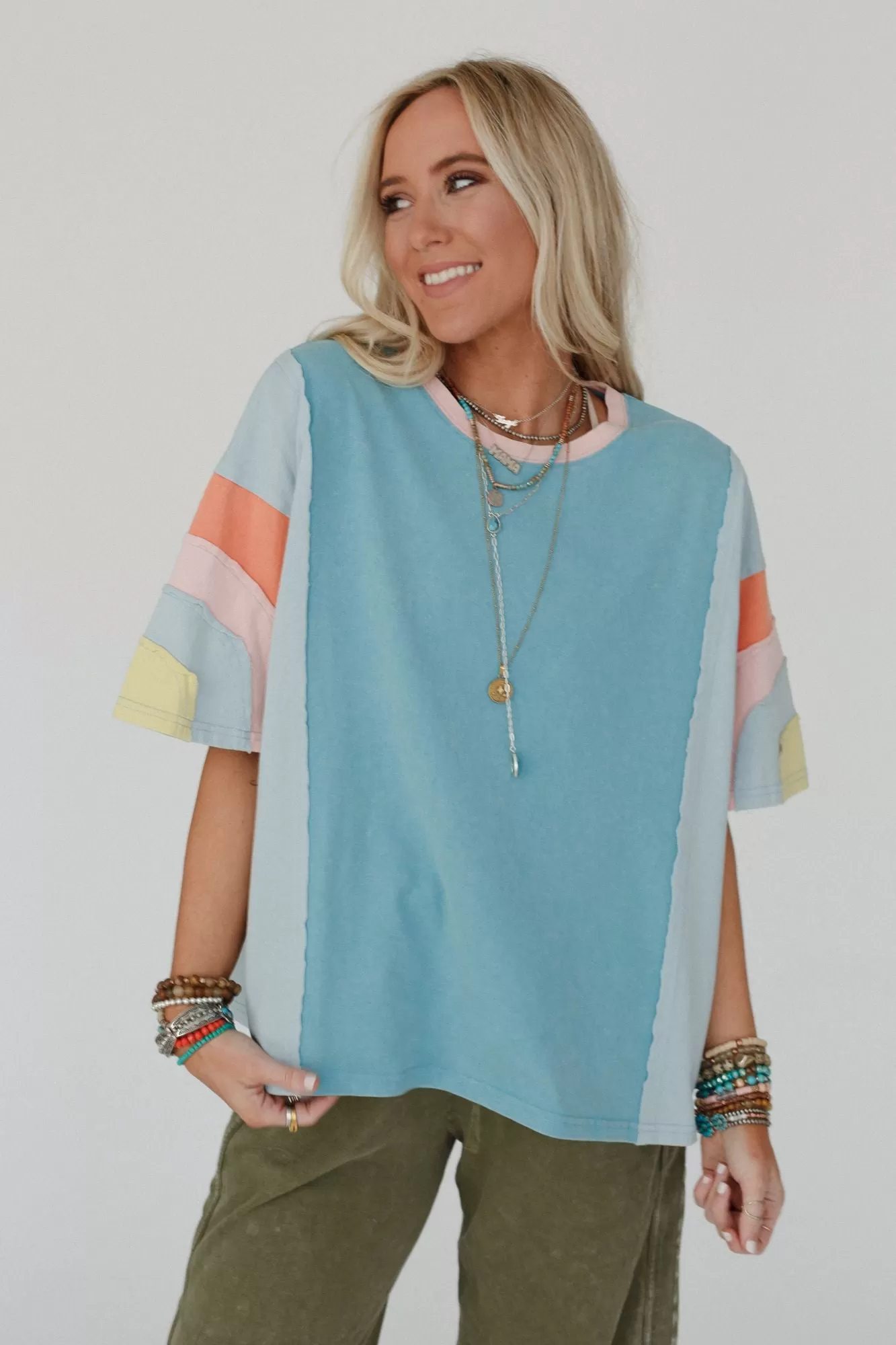 Way Back Color Block Top - Blue