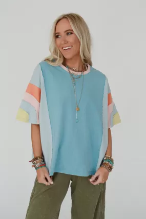 Way Back Color Block Top - Blue