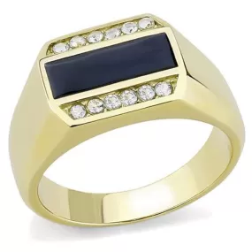 WildKlass Stainless Steel Ring IP GoldMen AAA Grade CZ Clear