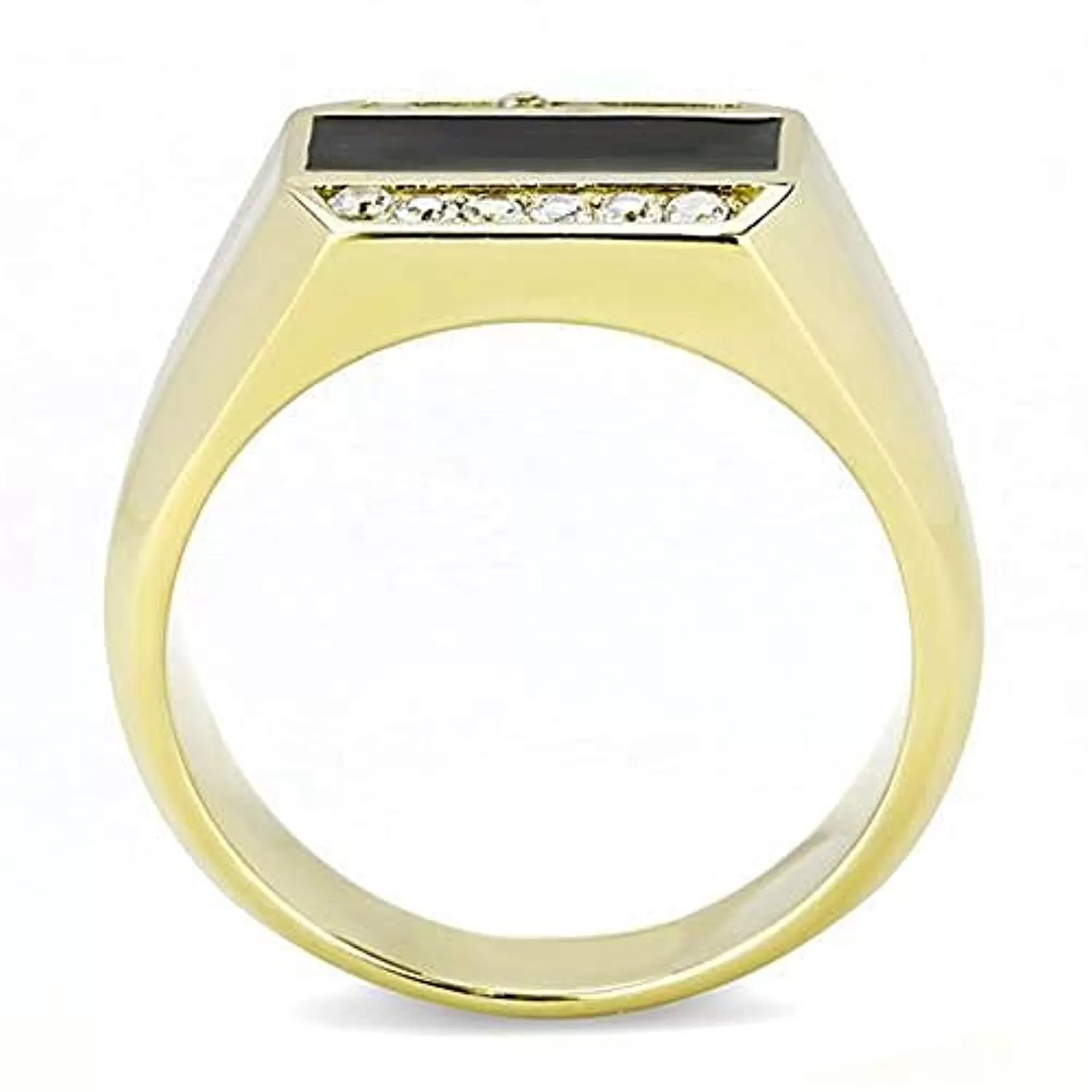 WildKlass Stainless Steel Ring IP GoldMen AAA Grade CZ Clear