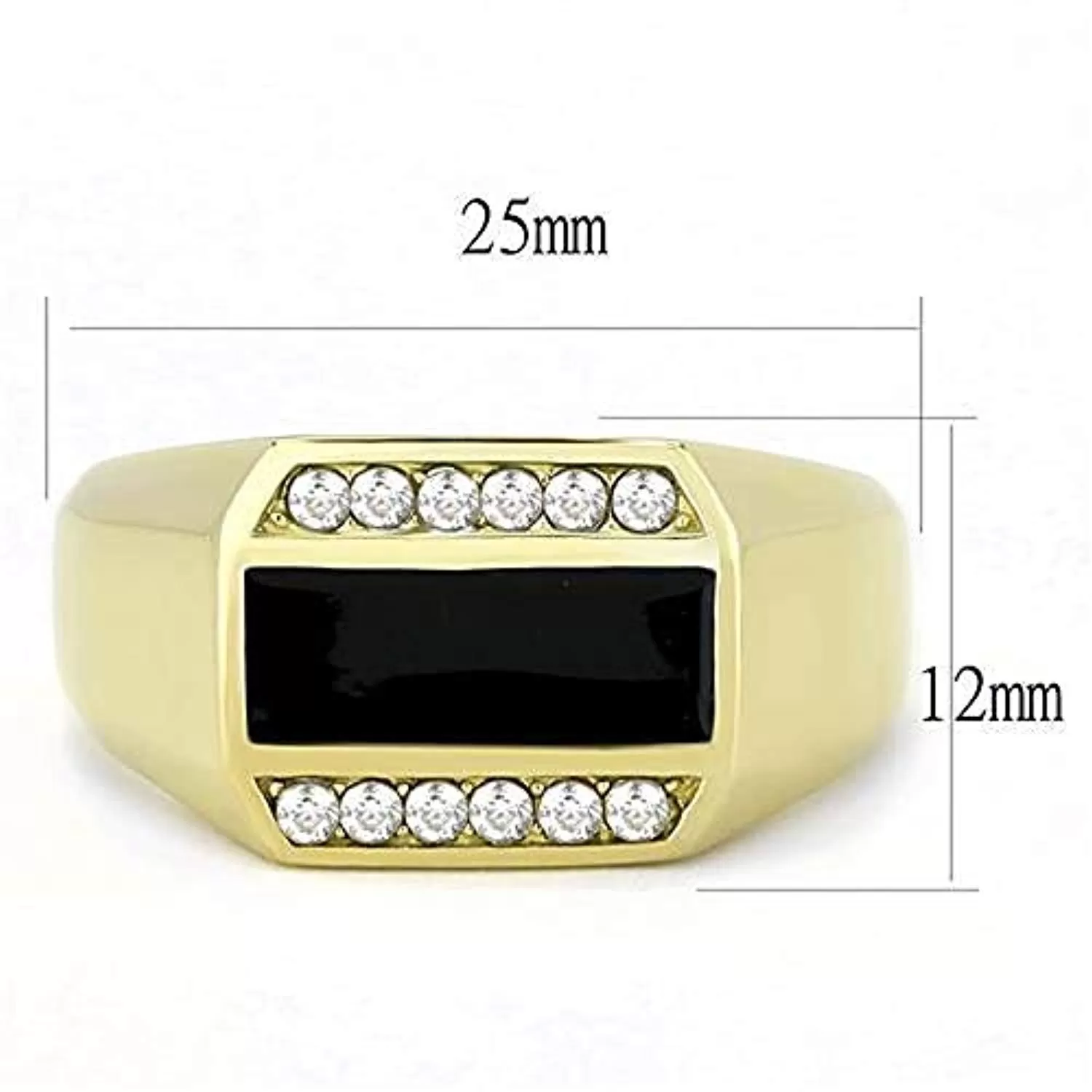 WildKlass Stainless Steel Ring IP GoldMen AAA Grade CZ Clear