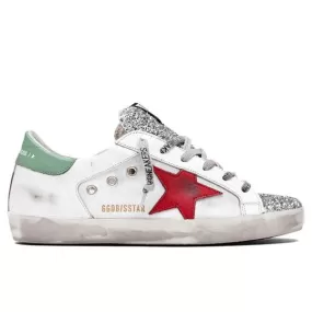 Women's Super-Star Sneakers - White/Glitter Silver/Star