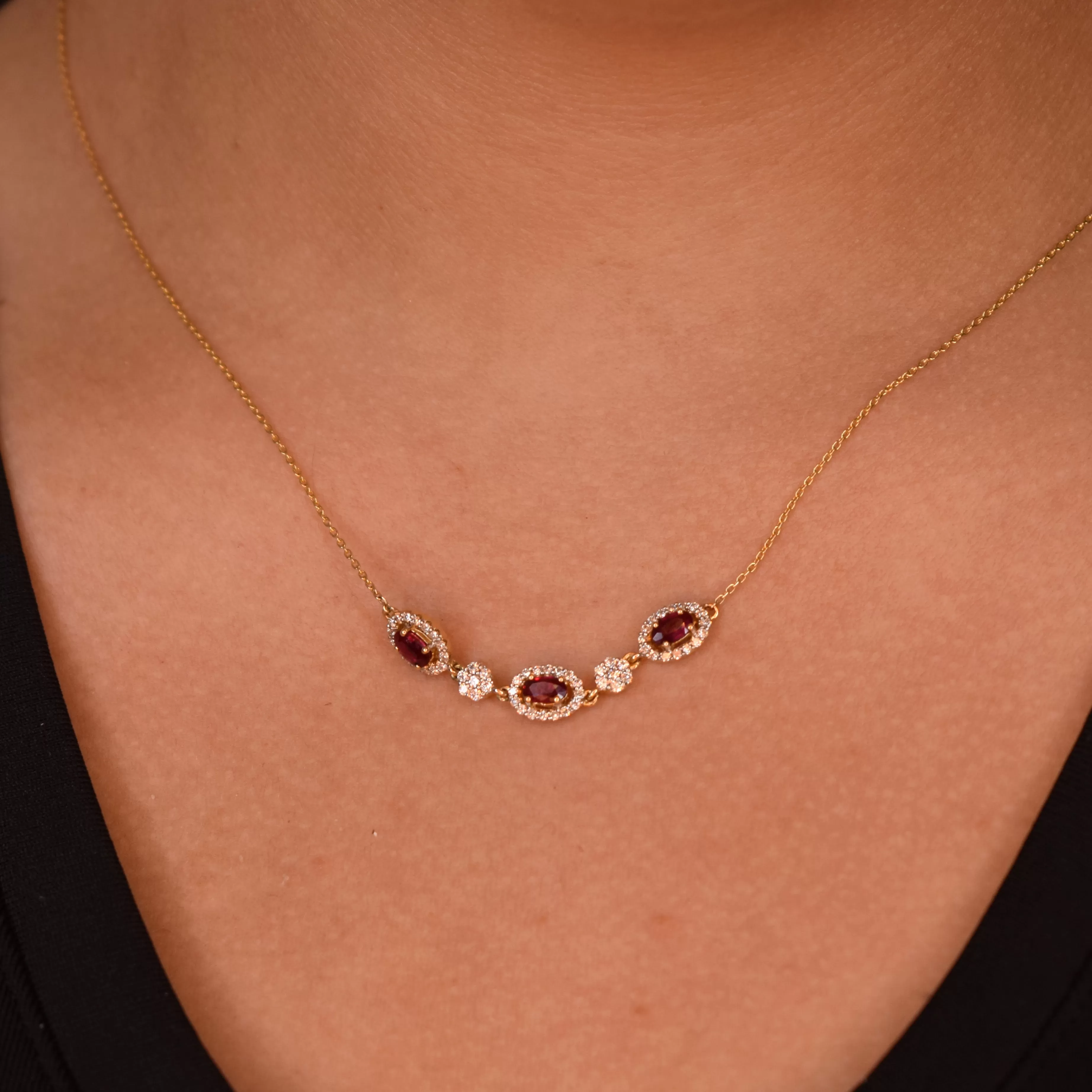 Yellow Gold Ruby & Diamond Heirloom Necklace