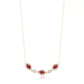 Yellow Gold Ruby & Diamond Heirloom Necklace